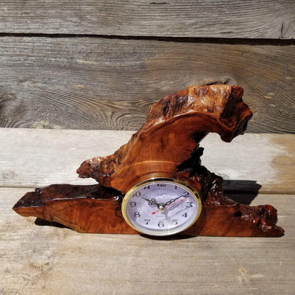 Wood Desk Clock Handmade California Redwood Burl Table Shelf Birthday Gift Wedding Gift Engagement Gift Housewarming Gift #181