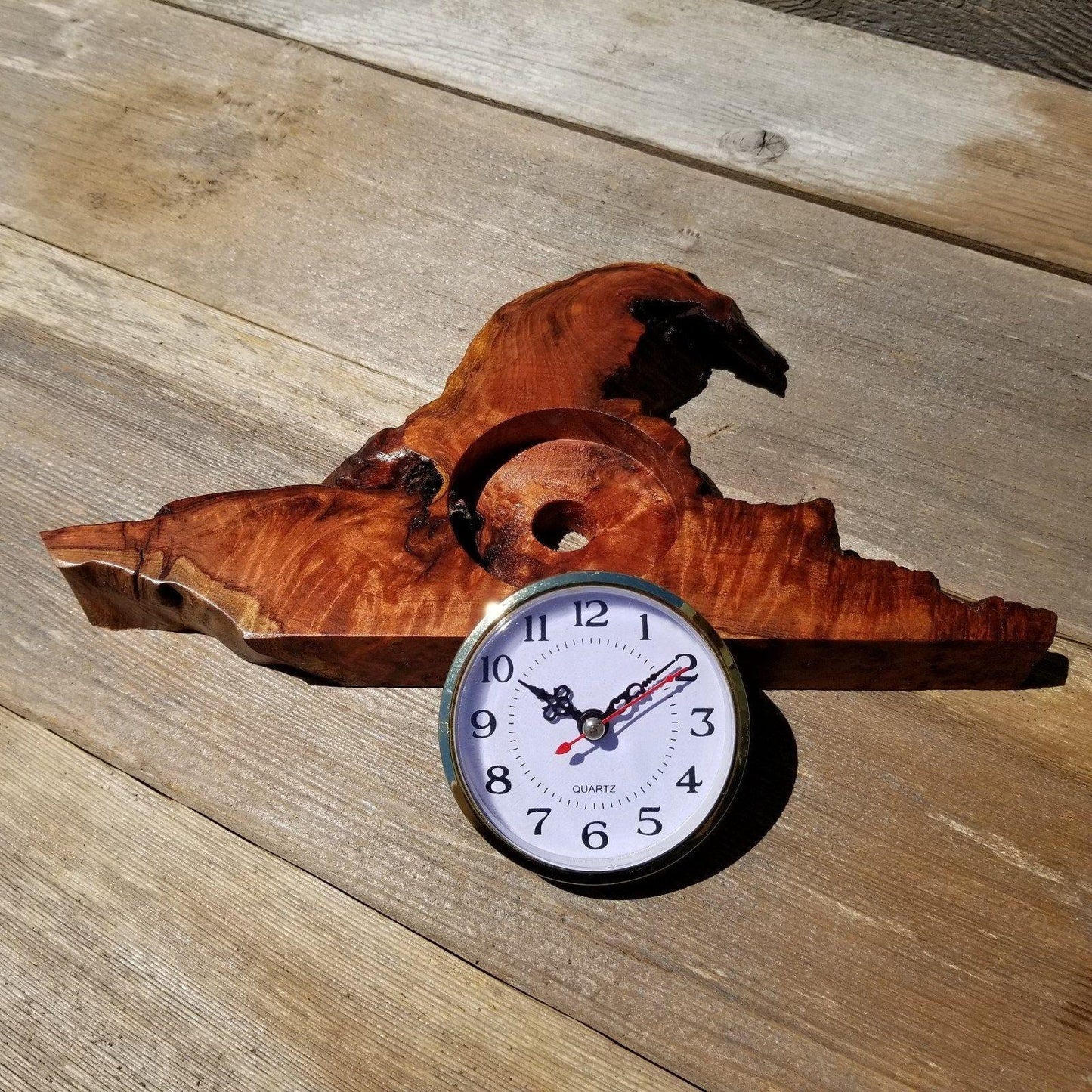 Wood Desk Clock Handmade California Redwood Burl Table Shelf Birthday Gift Wedding Gift Engagement Gift Housewarming Gift #181