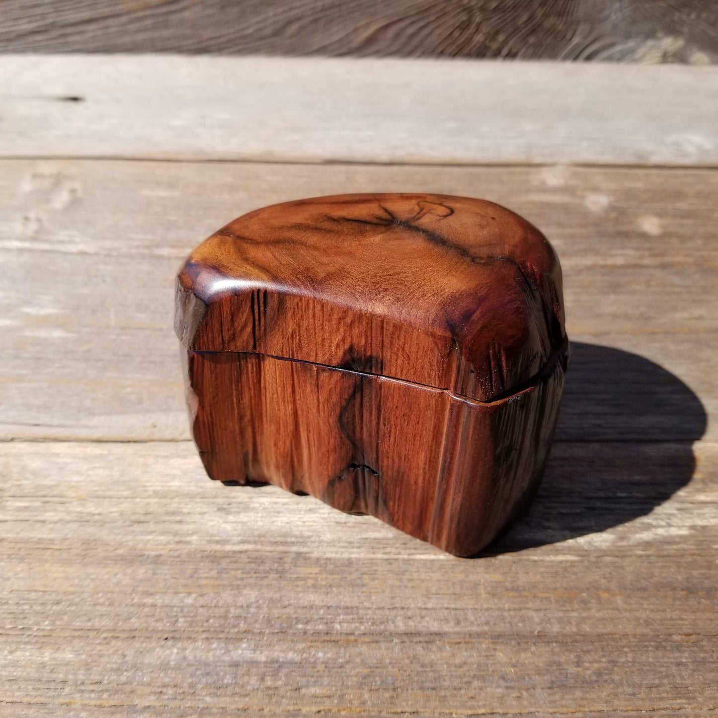 Wood Ring Box Redwood Rustic Handmade California Storage Live Edge Mini #521 Birthday Gift Christmas Gift Mother's Day Gift