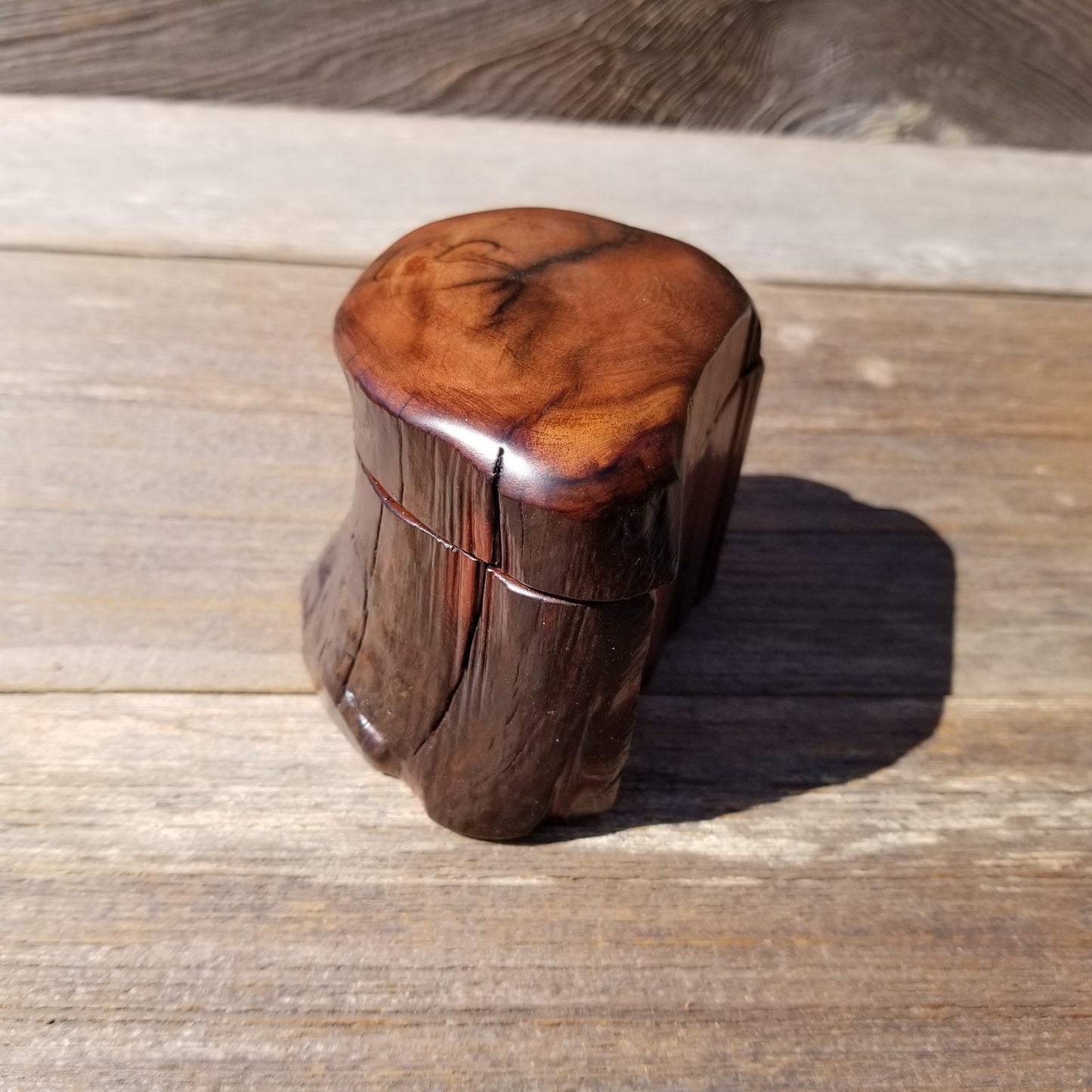 Wood Ring Box Redwood Rustic Handmade California Storage Live Edge Mini #521 Birthday Gift Christmas Gift Mother's Day Gift