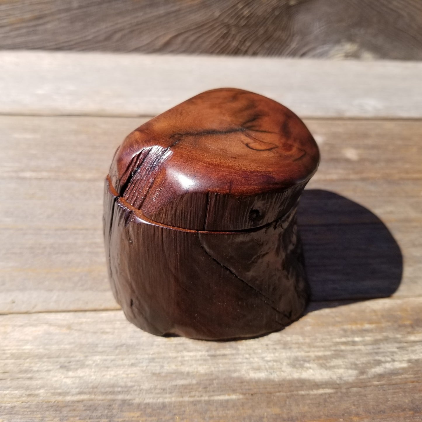 Wood Ring Box Redwood Rustic Handmade California Storage Live Edge Mini #521 Birthday Gift Christmas Gift Mother's Day Gift