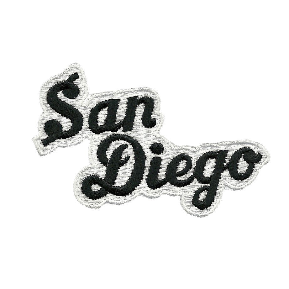 San Diego Patch - Script Black and White - Iron On California Souvenir Badge Emblem