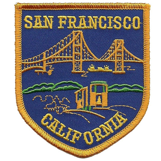 San Francisco Patch - Golden Gate Bridge - Cable Car Trolley Souvenir Badge Emblem