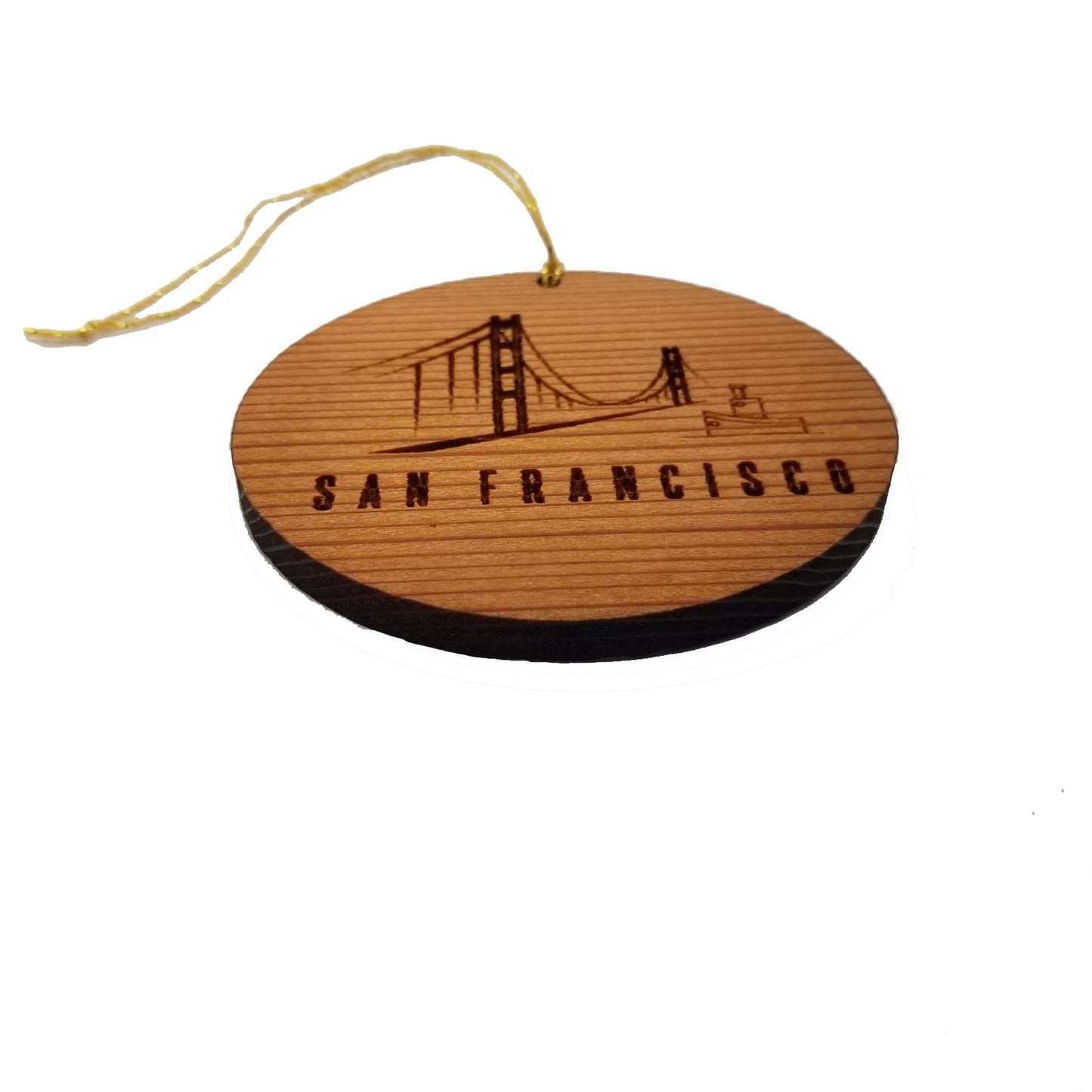 San Francisco California - Golden Gate Bridge - Tugboat Christmas Ornament - Handmade in the USA