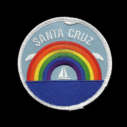 Santa Cruz Patch - Rainbow and Sailboat - Iron On California Souvenir Badge Emblem