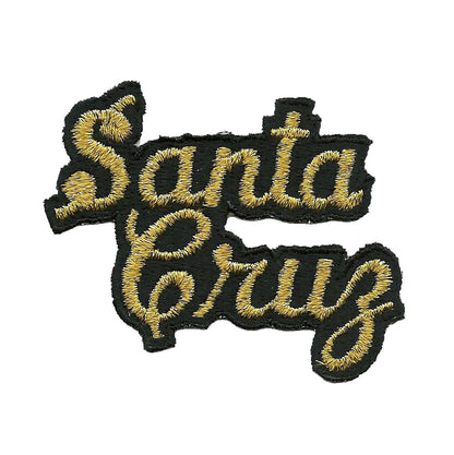 Santa Cruz Patch - Script Black and Gold - Iron On California Souvenir Badge Emblem