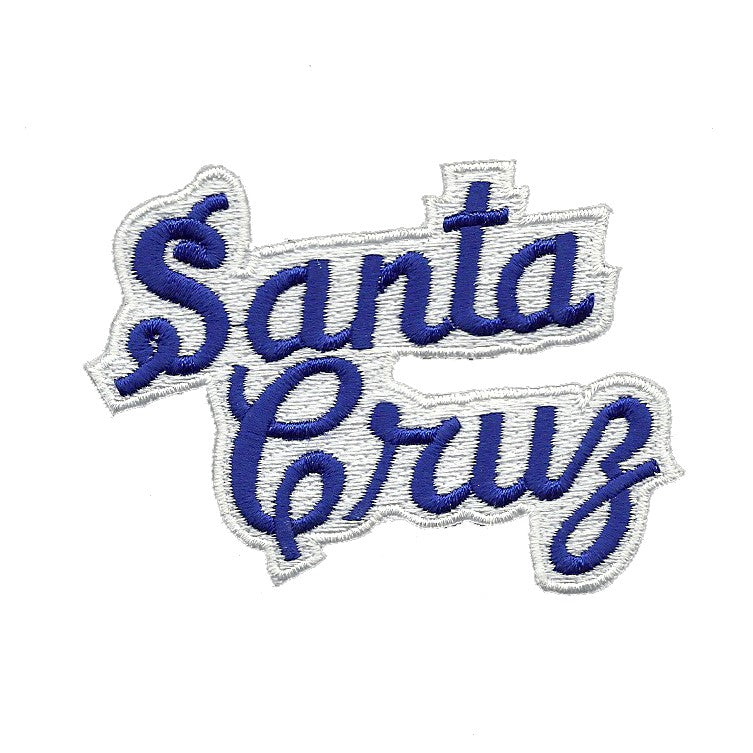 Santa Cruz Patch - Script Blue and White - Iron On California Souvenir Badge Emblem