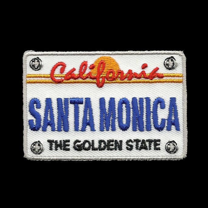 Santa Monica Patch - California Golden State - Iron On CA License Plate Souvenir Badge Emblem