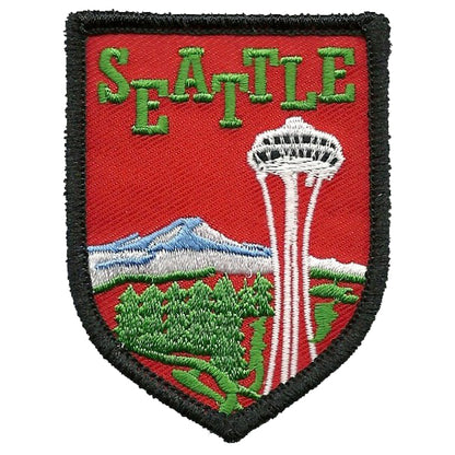 Seattle Patch - Iron On Space Needle - Mt Rainier Washington Souvenir Badge Emblem