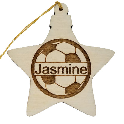 Soccer Ball Wood Ornament - Soccer Player Gift - Personalized Ornament - Star Shape