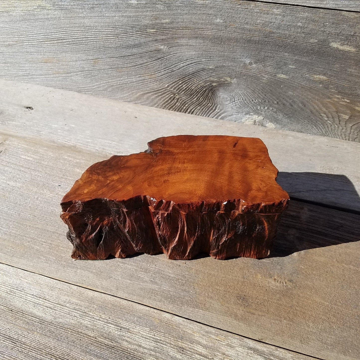 Wood Jewelry Box Rustic Handmade California Redwood Storage Live Edge #339 Birthday Gift Christmas Gift Mother's Day Gift