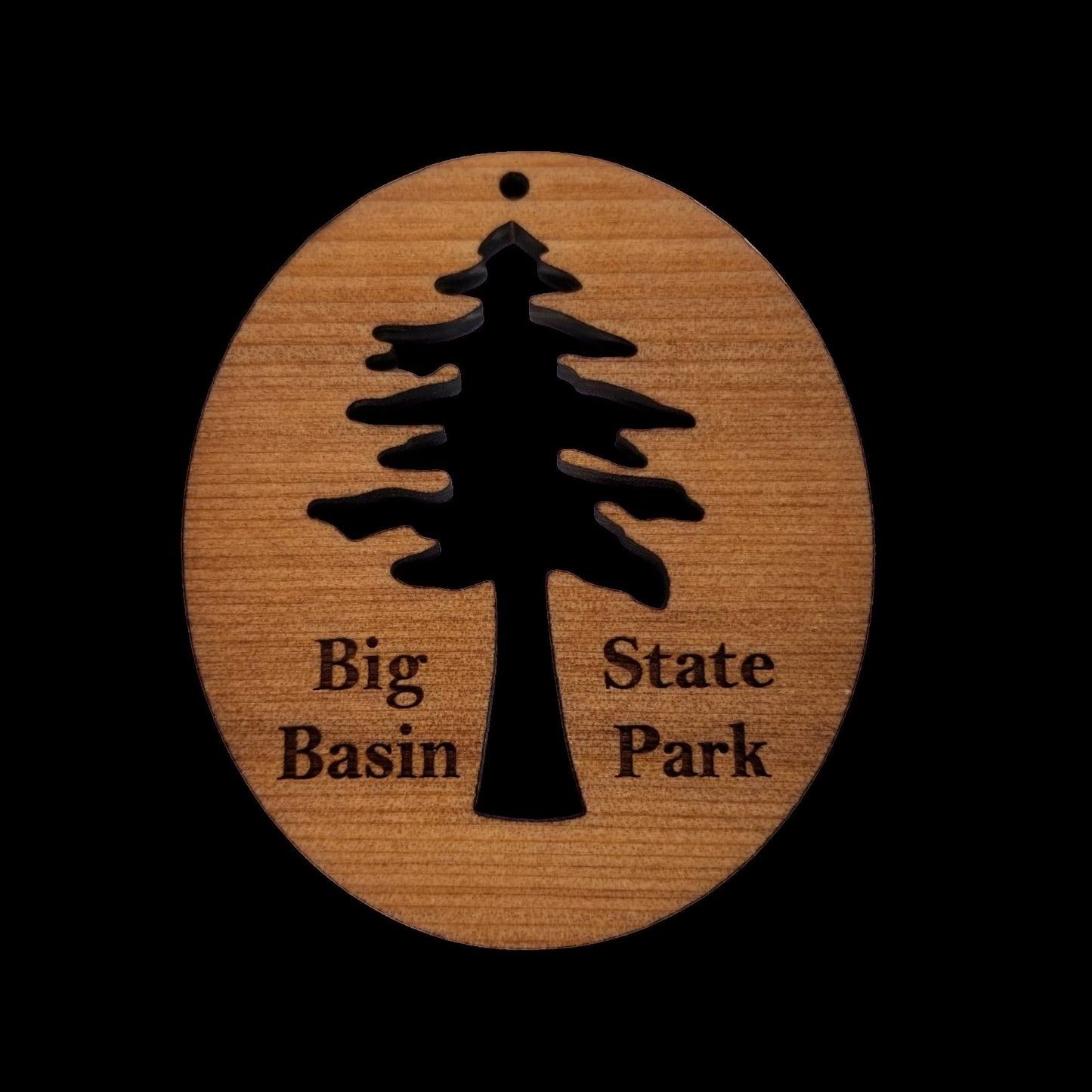 Big Basin State Park Wood Christmas Ornament Redwood Tree Oval Laser Cut Handmade Wood Ornament Cutout