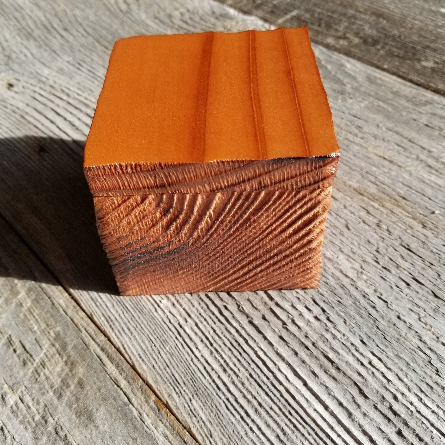 Wood Ring Box Redwood Rustic Handmade California Redwood #404 Engagement Jewelry Box #404 3 inch Christmas Present Anniversary Gift Square