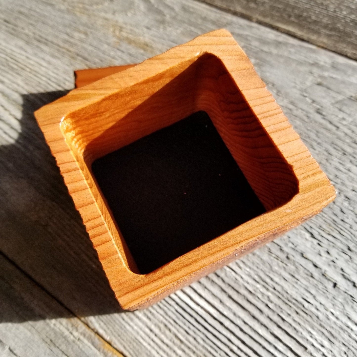 Wood Ring Box Redwood Rustic Handmade California Redwood #404 Engagement Jewelry Box #404 3 inch Christmas Present Anniversary Gift Square