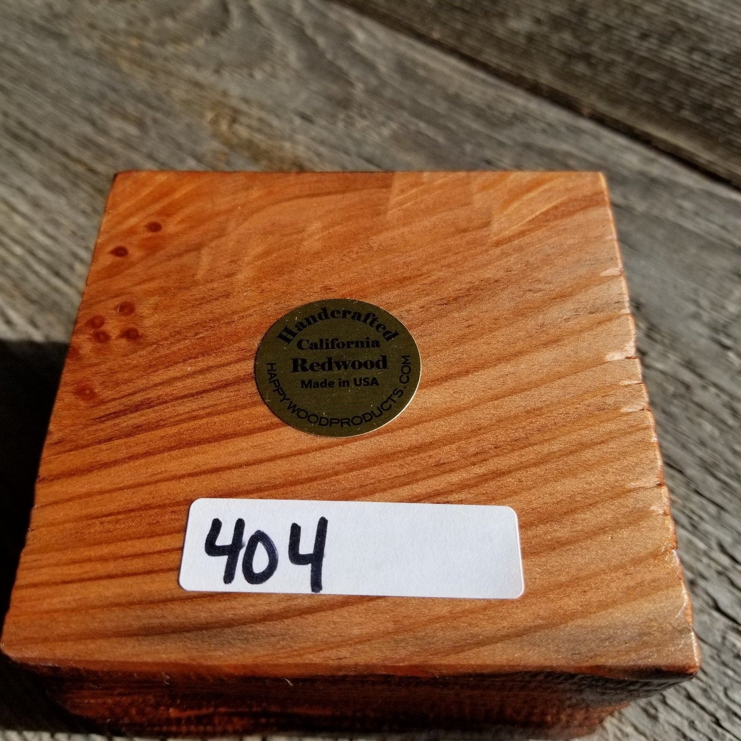 Wood Ring Box Redwood Rustic Handmade California Redwood #404 Engagement Jewelry Box #404 3 inch Christmas Present Anniversary Gift Square