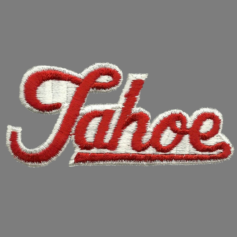 Tahoe Patch - Script Red and White - Iron on California Nevada Souvenir Travel Badge Emblem