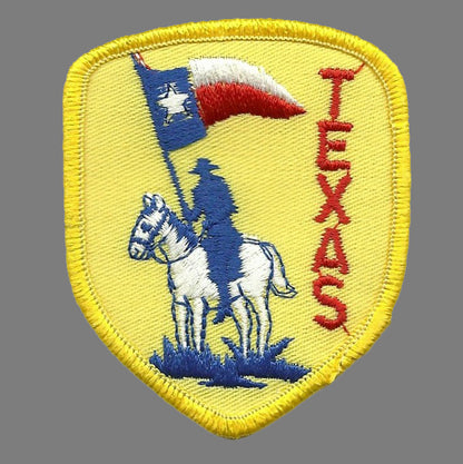 Vintage Texas Patch - Ranger on Horse - Texan Flag Iron On Souvenir Travel Badge Emblem