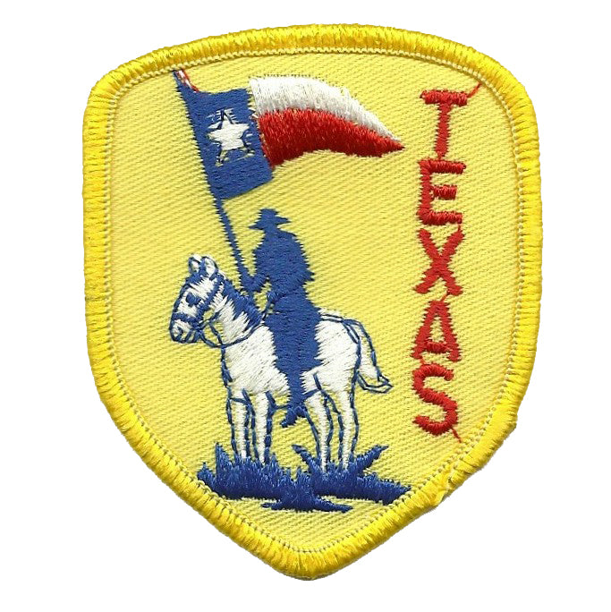 Vintage Texas Patch - Ranger on Horse - Texan Flag Iron On Souvenir Travel Badge Emblem