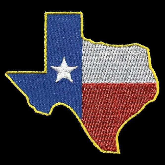 Texas Patch - TX Flag State Shape - Lonestar Iron On Souvenir Badge Emblem Applique