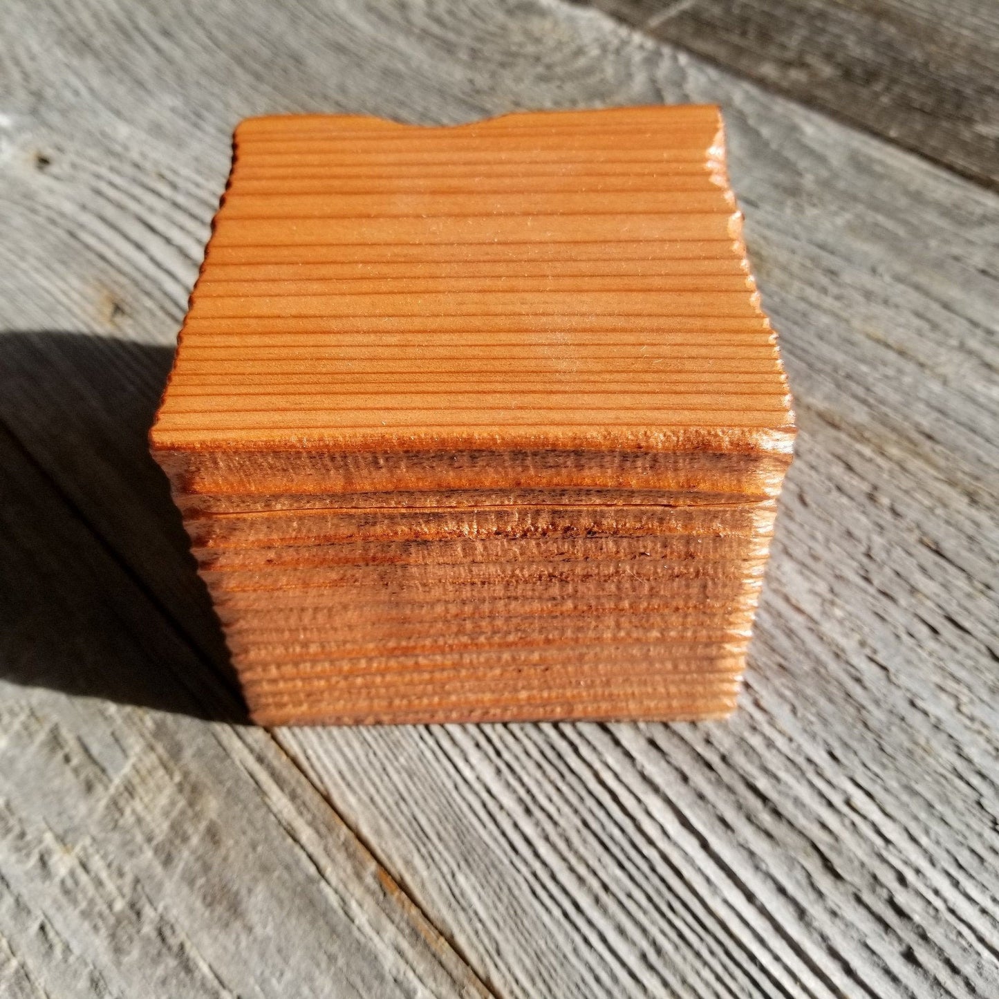 Wood Little Girl Jewelry Box Ring Box #402 Redwood Rustic Handmade California Redwood Jewelry Box Storage Box Square 3 inch