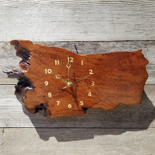 Redwood Clock Handmade Wall Hanging Rustic Wedding Gift Burl Live Edge #180 Mini Wall Clock 5th Anniversary Gift