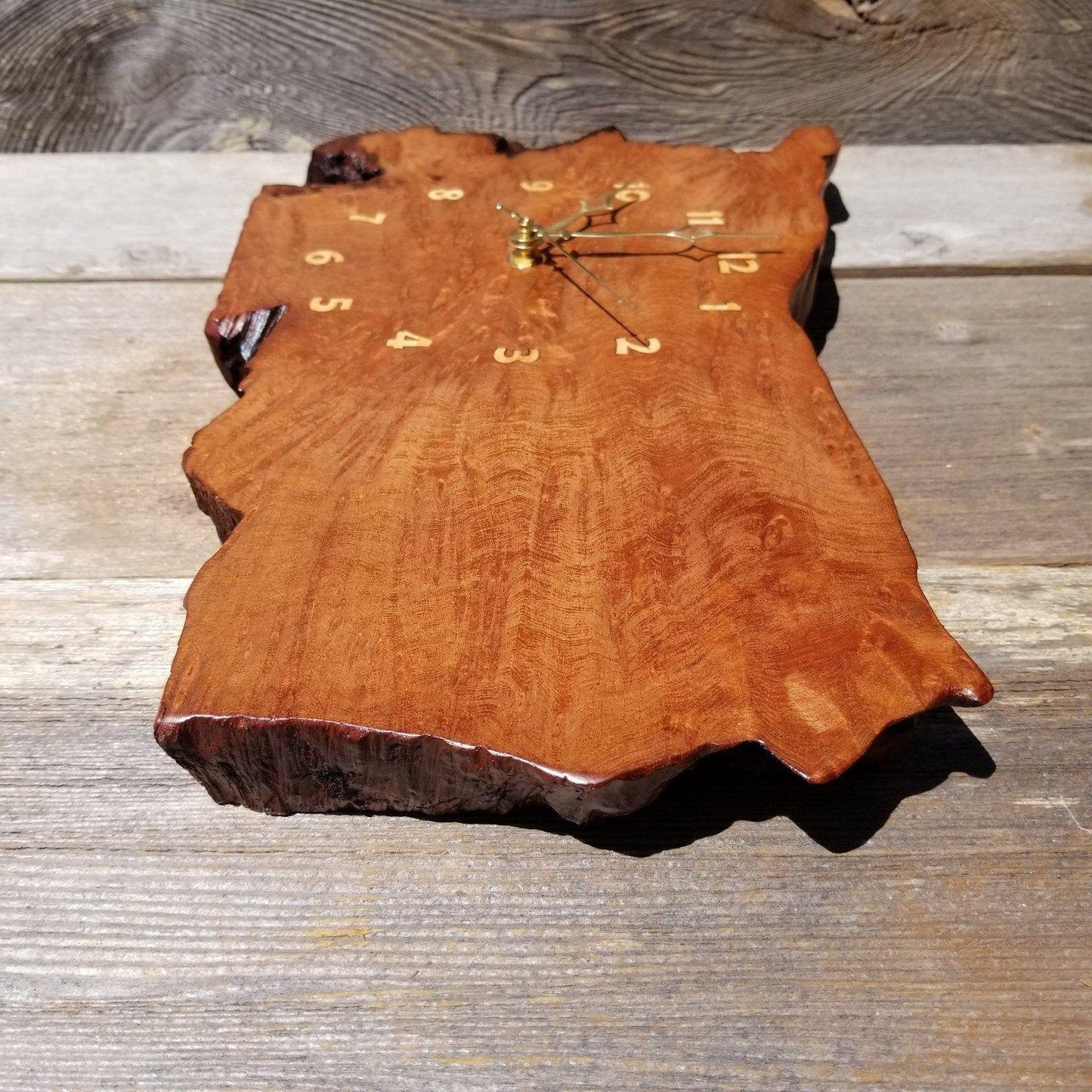 Redwood Clock Handmade Wall Hanging Rustic Wedding Gift Burl Live Edge #180 Mini Wall Clock 5th Anniversary Gift