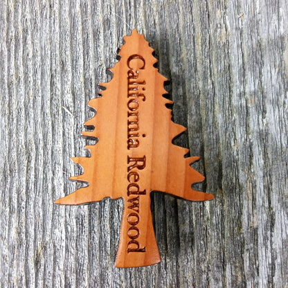 Tree Magnet Handcrafted Wood Souvenir California Redwood Handmade Made in USA