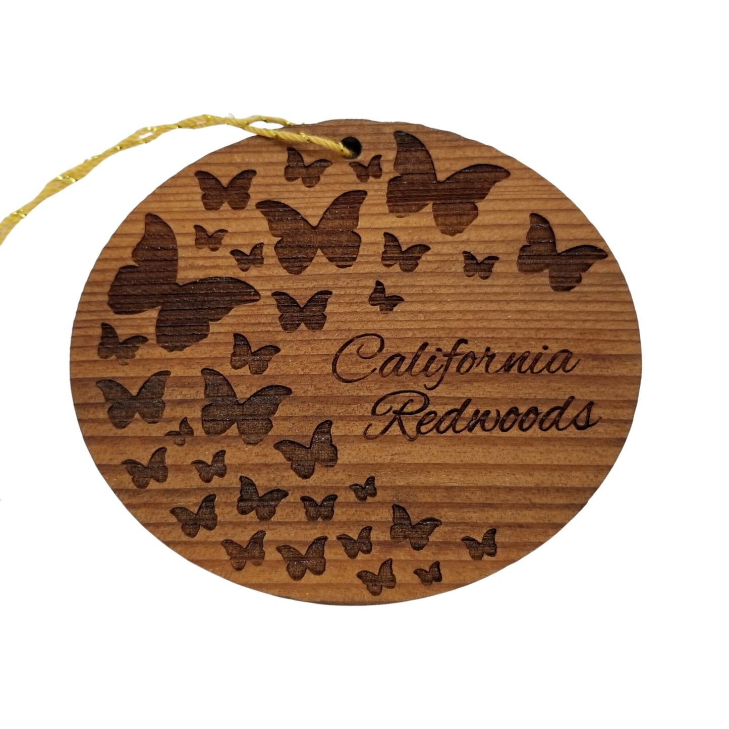 Butterflies Pattern California Redwoods Christmas Ornament Wood Ornament Made in USA Butterfly Collector Bfly Gift