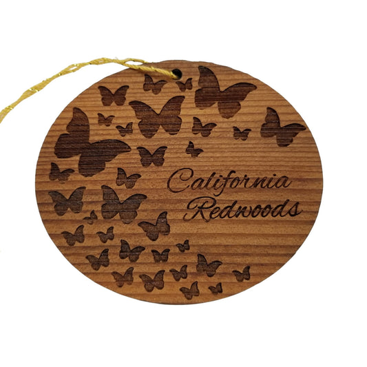 Butterflies Pattern California Redwoods Christmas Ornament Wood Ornament Made in USA Butterfly Collector Bfly Gift