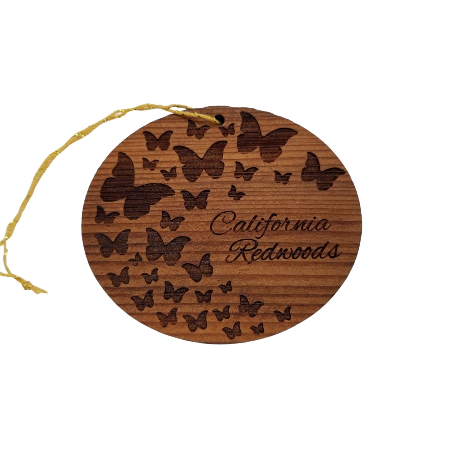 Butterflies Pattern California Redwoods Christmas Ornament Wood Ornament Made in USA Butterfly Collector Bfly Gift