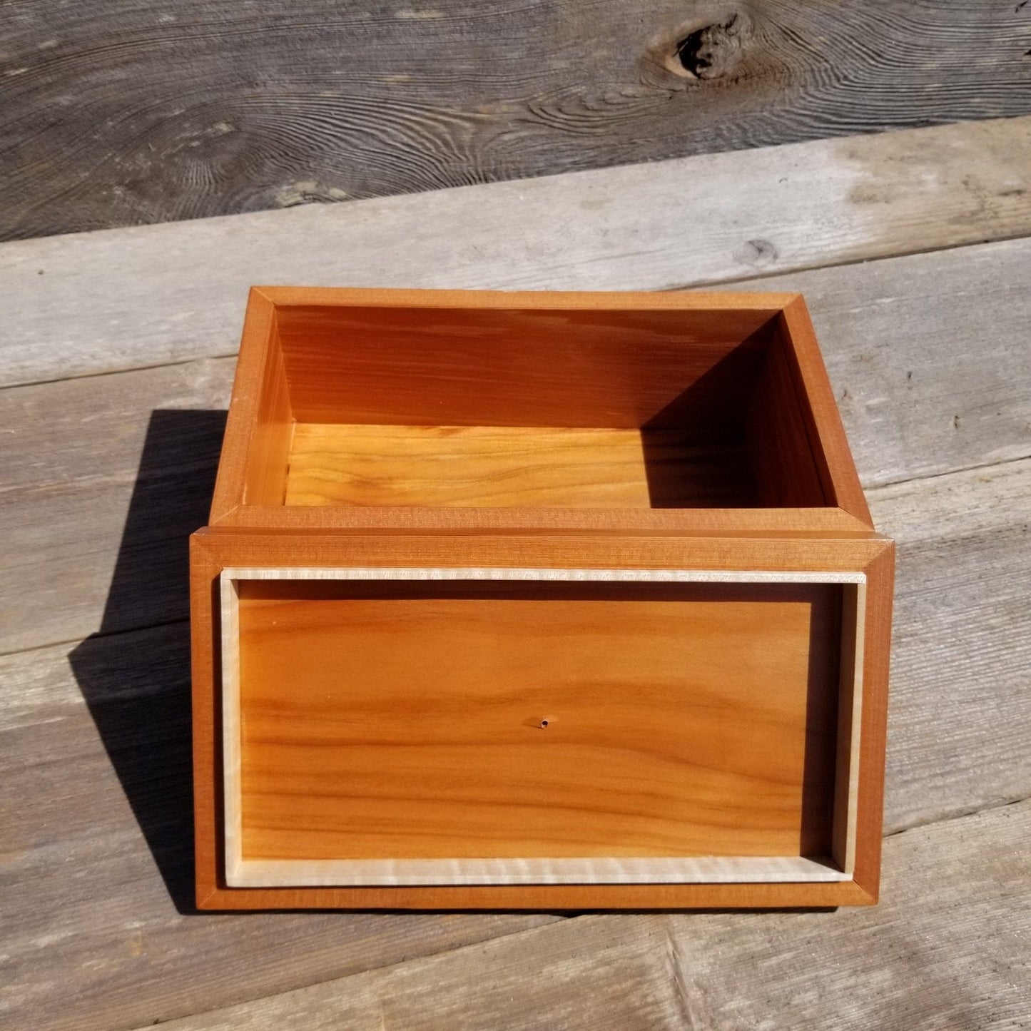 Wood Jewelry Box Redwood Handmade California Storage #275