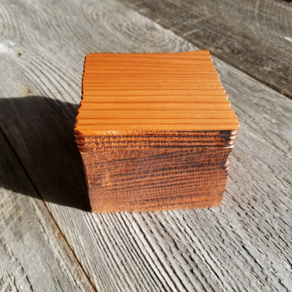 Wood Ring Box Redwood Rustic Handmade California Redwood Jewelry Box Storage Box Square 3 inch #403 Token Ashes Girls Jewelry