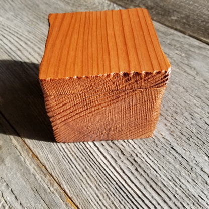 Wood Ring Box Redwood Rustic Handmade California Redwood Jewelry Box Storage Box Square 3 inch #403 Token Ashes Girls Jewelry