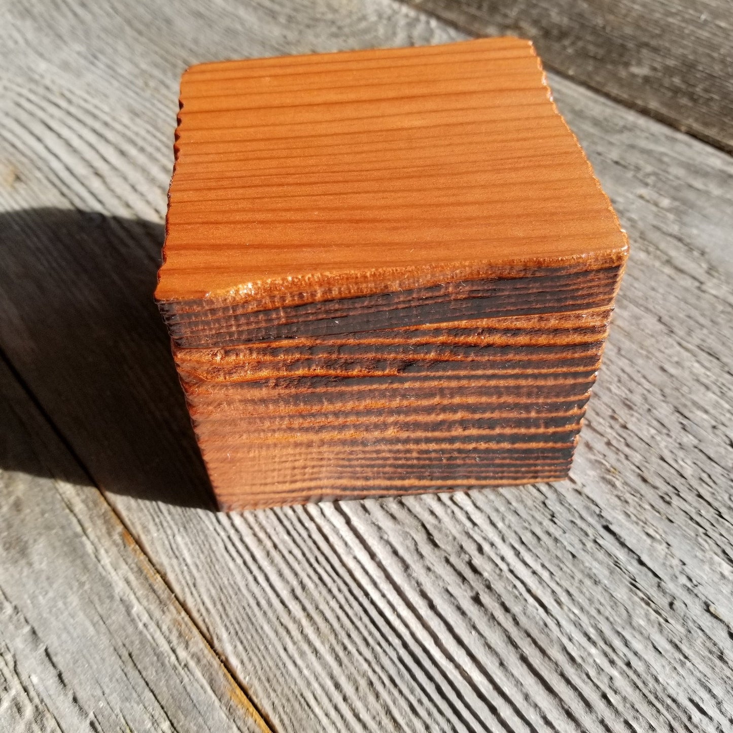 Wood Ring Box Redwood Rustic Handmade California Redwood Jewelry Box Storage Box Square 3 inch #403 Token Ashes Girls Jewelry