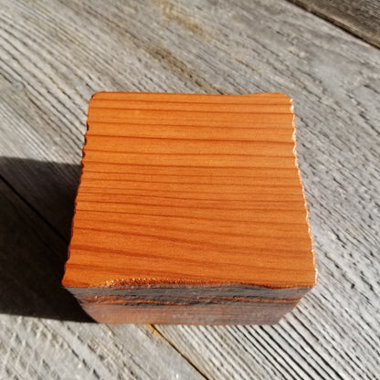 Wood Ring Box Redwood Rustic Handmade California Redwood Jewelry Box Storage Box Square 3 inch #403 Token Ashes Girls Jewelry