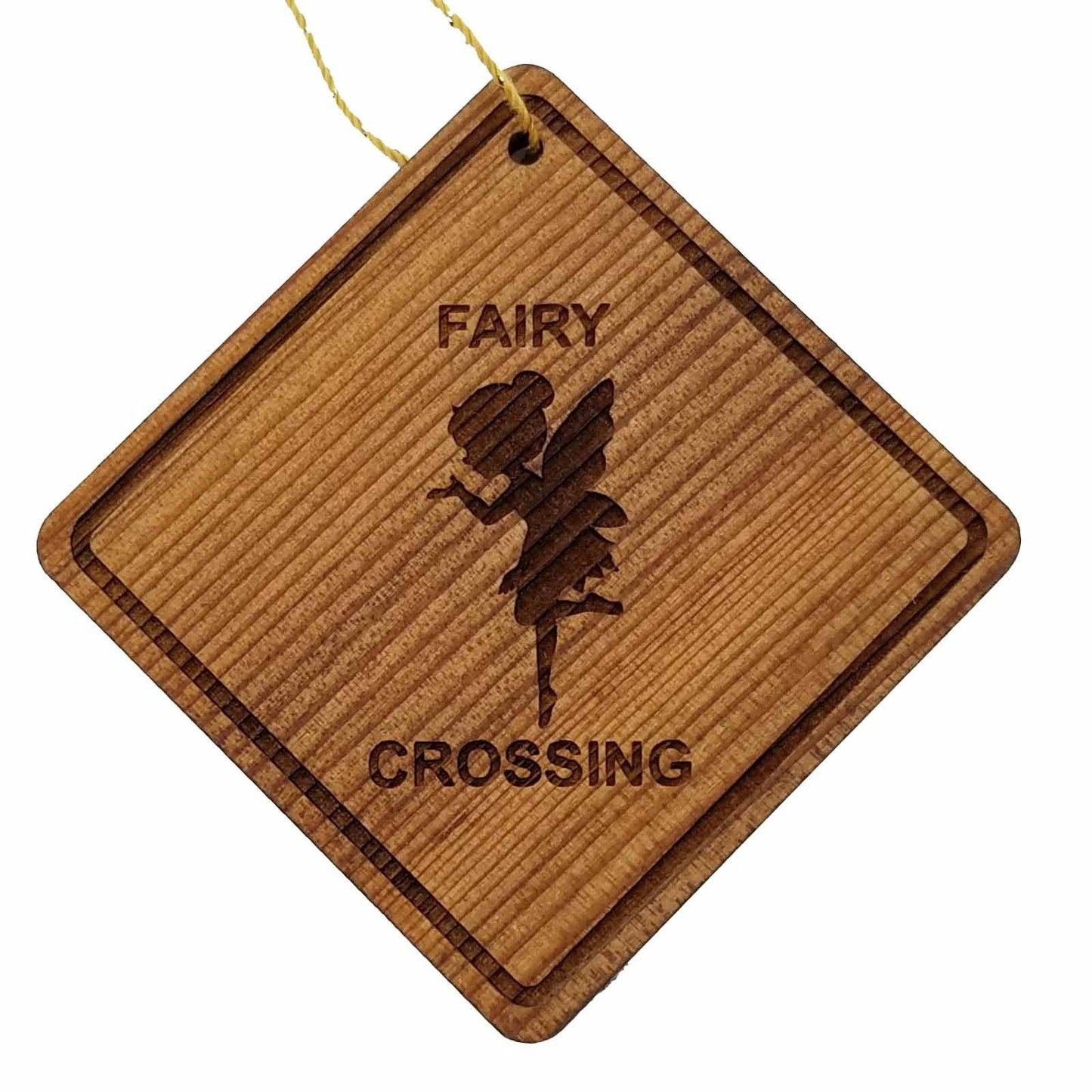 Fairy Crossing Ornament - Fairy Ornament - Wood Ornament Handmade in USA