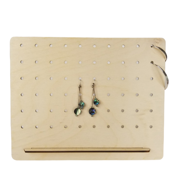 Earring Display 8" x 7" Minimalist Pegboard Wood