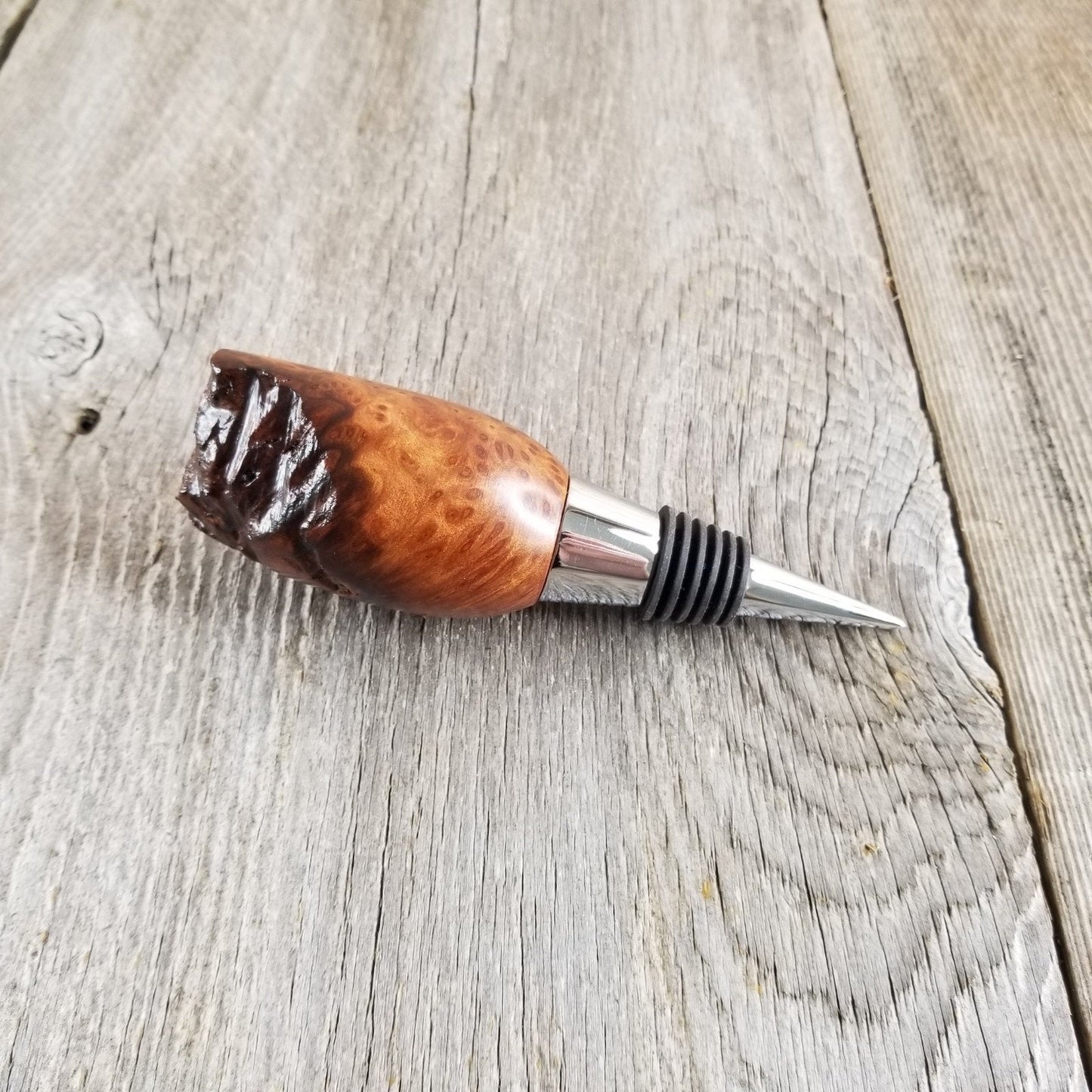 Wood Wine Bottle Stopper Redwood Burl USA  Made #296 Housewarming Gift