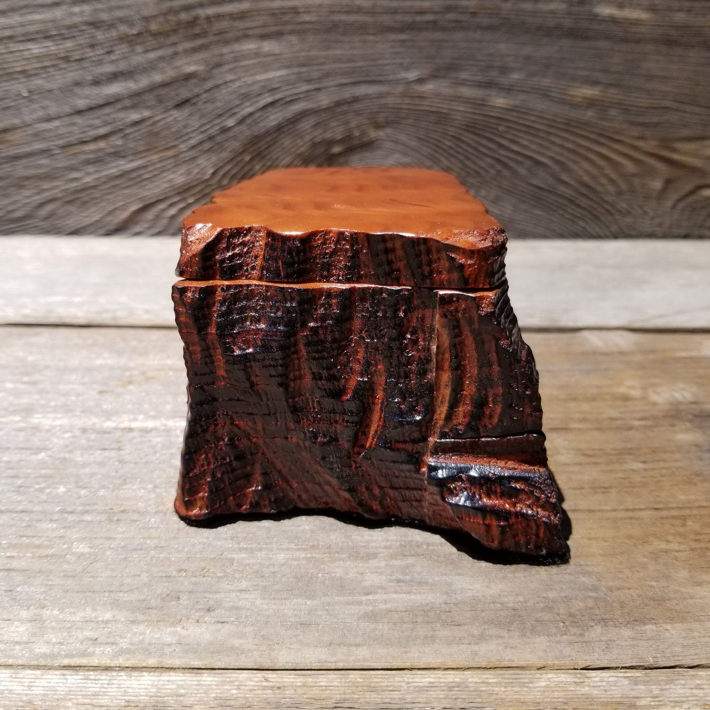 Handmade Wood Box with Redwood Rustic Handmade Ring Box #140