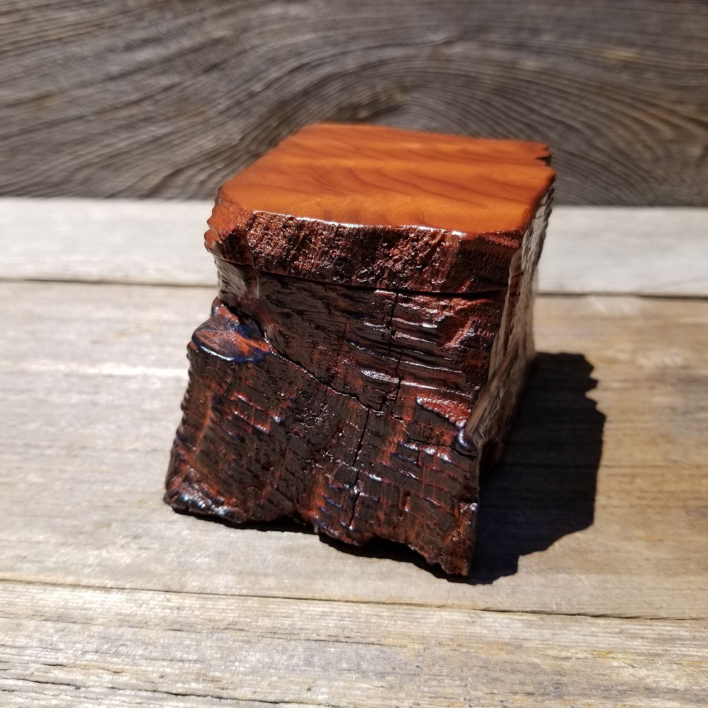 Handmade Wood Box with Redwood Rustic Handmade Ring Box #140