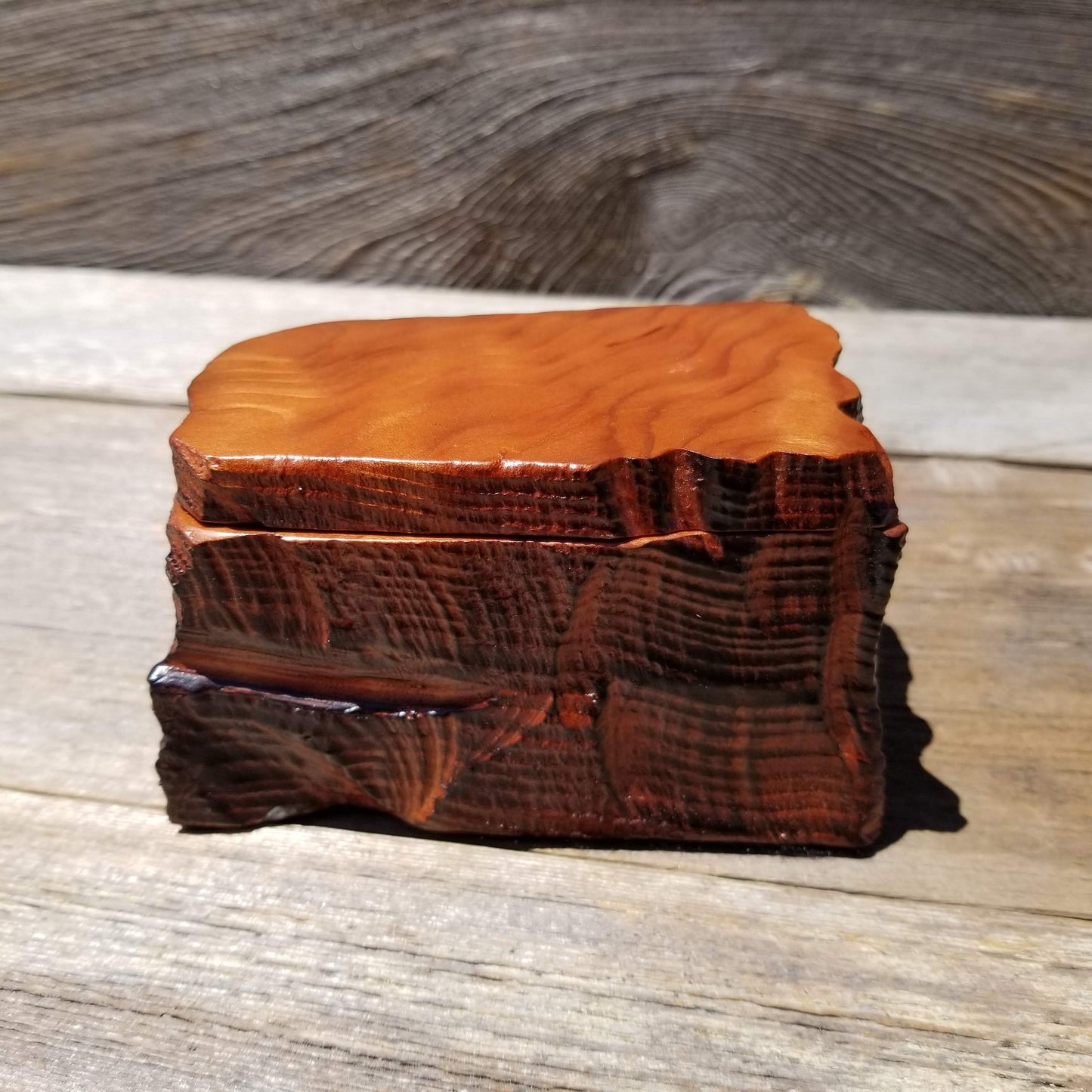 Handmade Wood Box with Redwood Rustic Handmade Ring Box #140