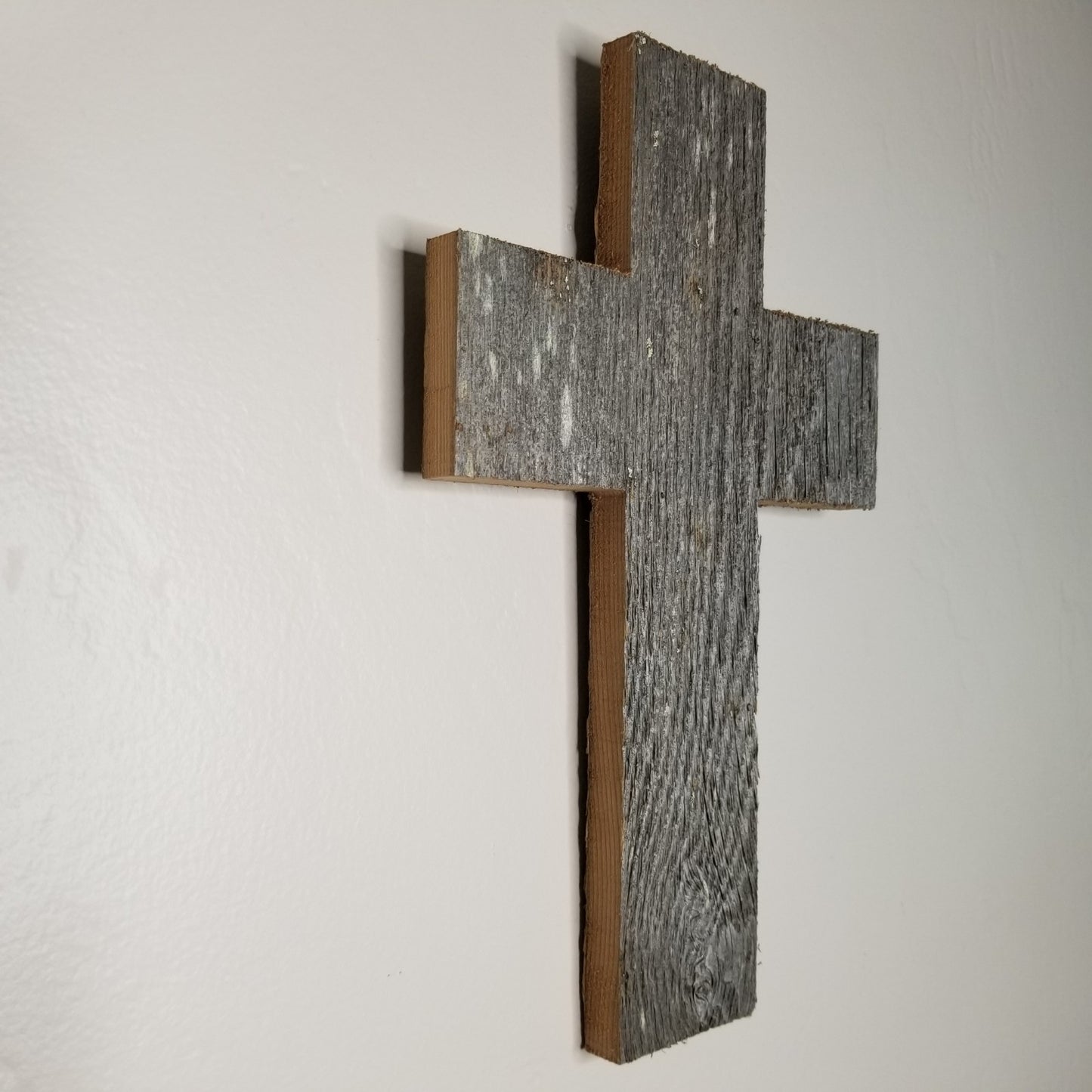 Wood Wall Cross - Wooden Cross - Barn Wood Weathered Gray 14"