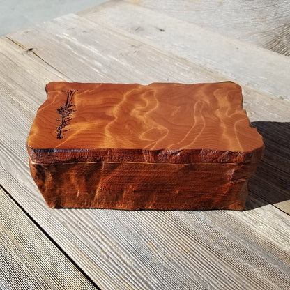 Wood Jewelry Box Redwood Tree Engraved Rustic Handmade Curly Wood #352 Mens Valet Christmas Gift 5th Anniversary