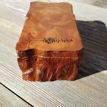 Wood Jewelry Box Redwood Tree Engraved Rustic Handmade Curly Wood #352 Mens Valet Christmas Gift 5th Anniversary