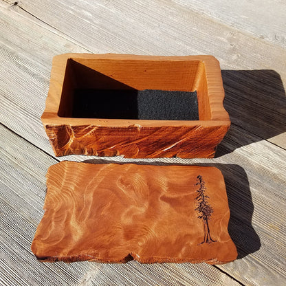 Wood Jewelry Box Redwood Tree Engraved Rustic Handmade Curly Wood #352 Mens Valet Christmas Gift 5th Anniversary