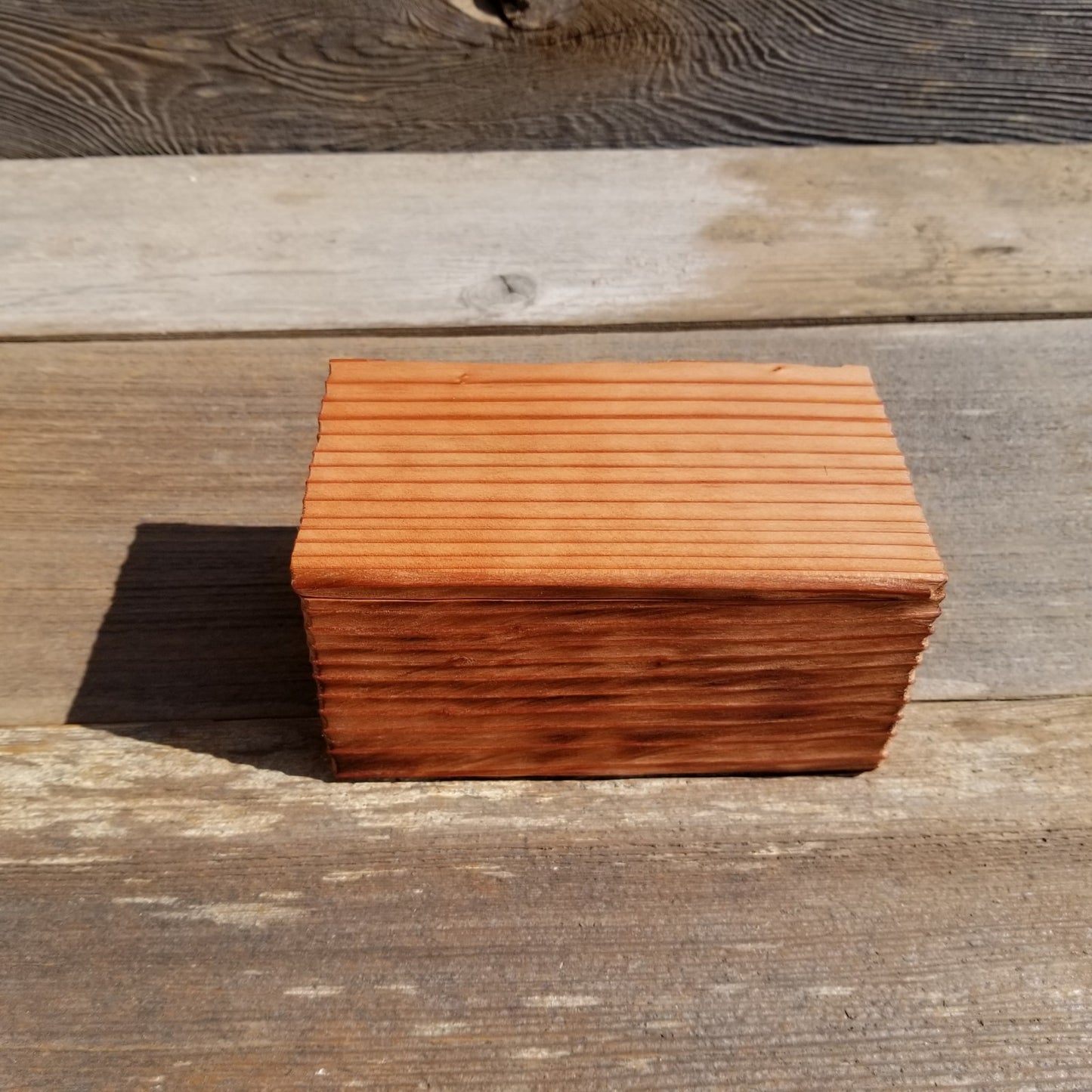 Wood Box Redwood Rustic Handmade California Redwood Jewelry Box 6 inch Memories