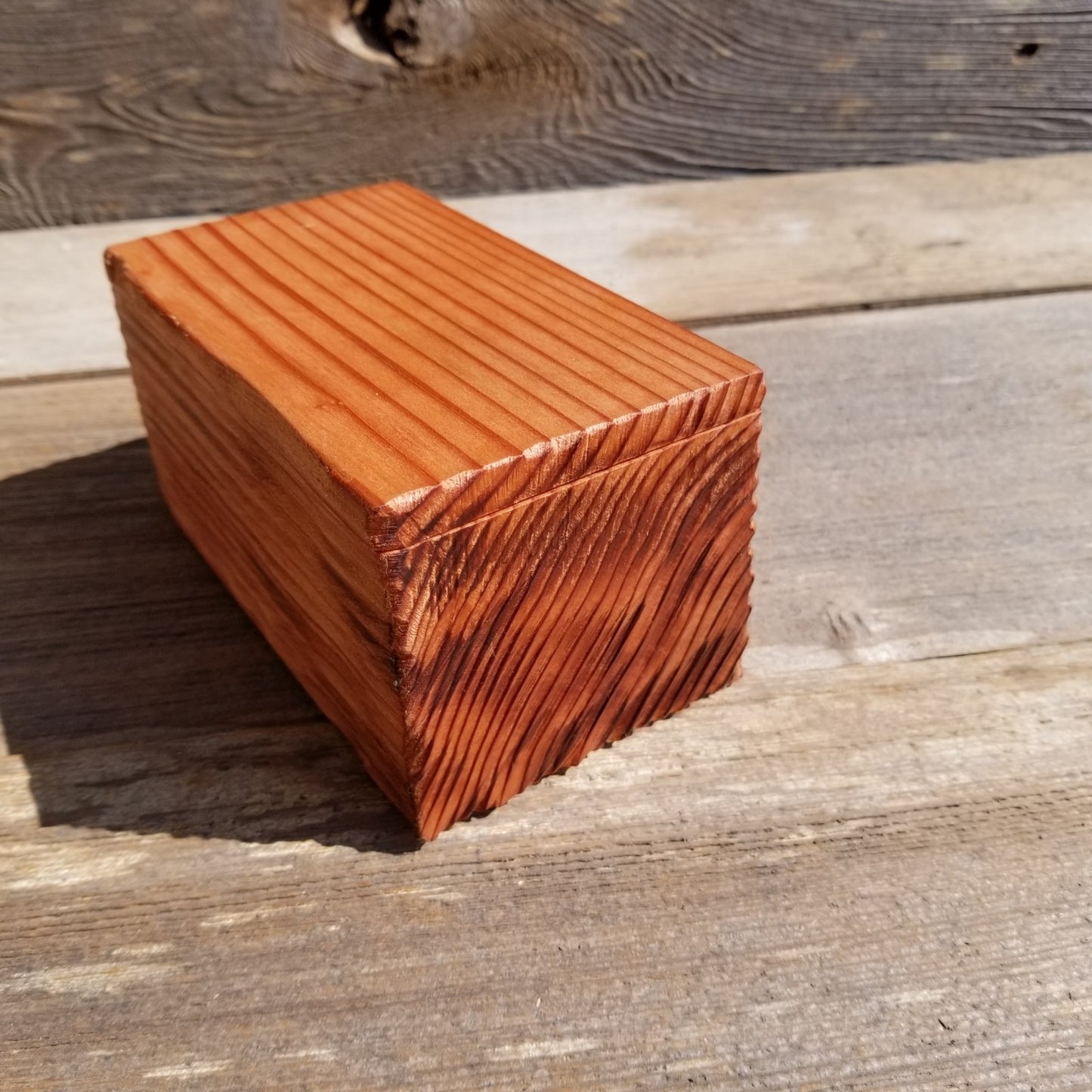 Wood Box Redwood Rustic Handmade California Redwood Jewelry Box 6 inch Memories