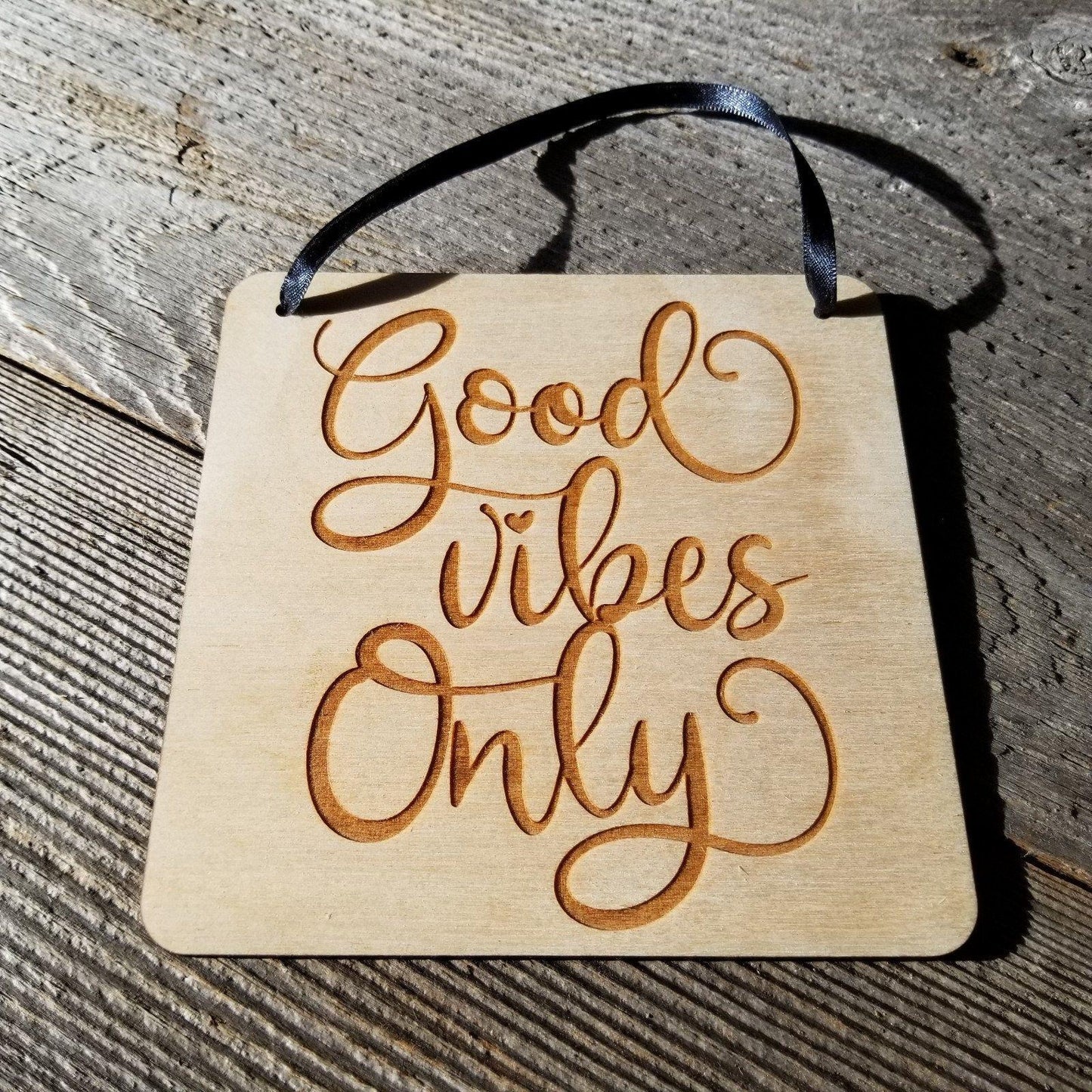 Inspirational Sign - Good Vibes Only Sign - Rustic Decor - Hanging Wall Sign - Office Sign - Encouraging Sign Positive Gift