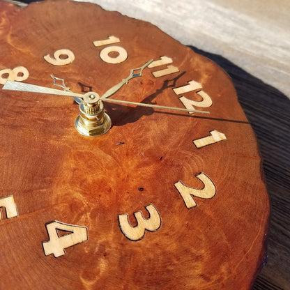 Redwood Clock Mini Handmade Wall Hanging Rustic Wedding Gift Burl Live Edge #344 Anniversary Housewarming Gift