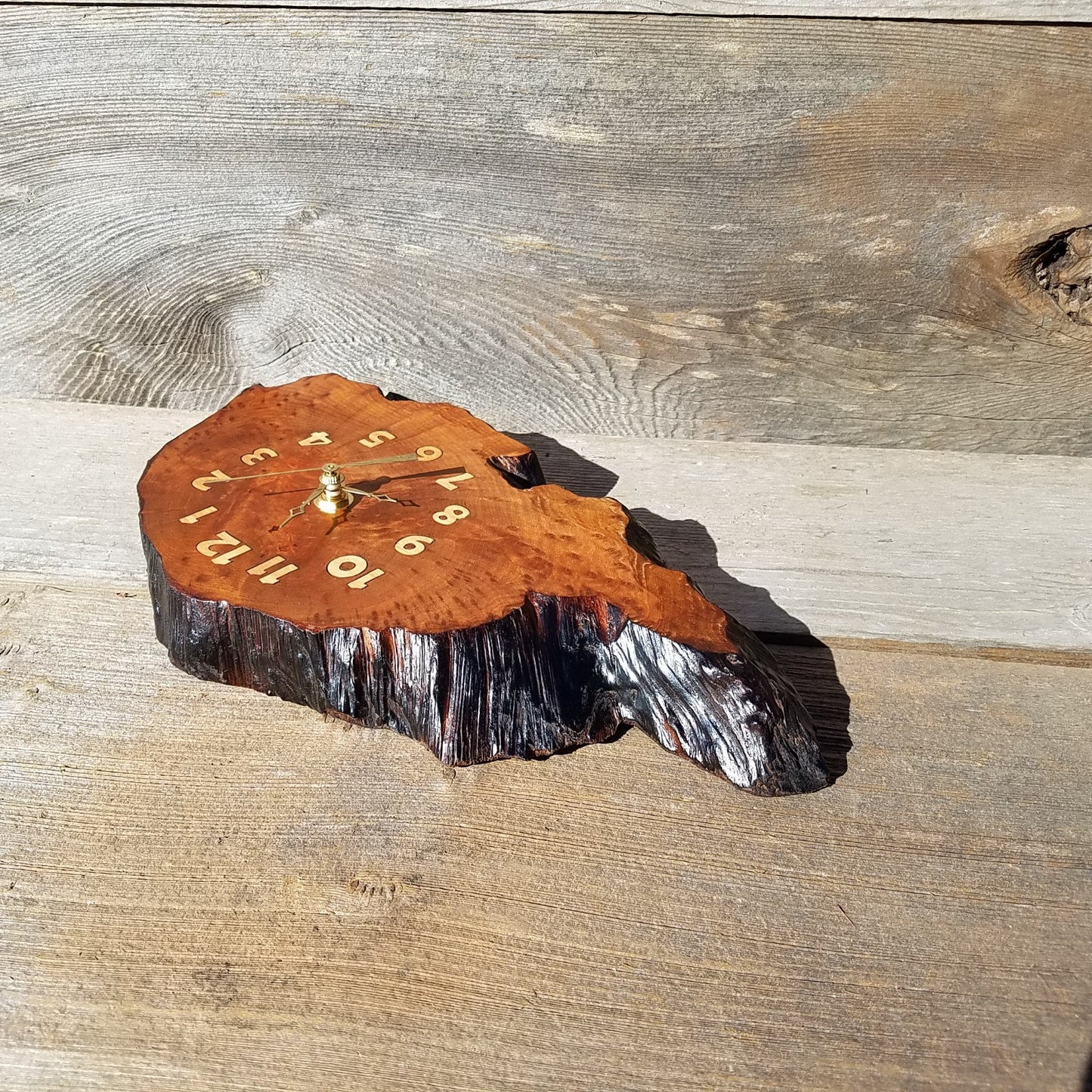 Redwood Clock Mini Handmade Wall Hanging Rustic Wedding Gift Burl Live Edge #344 Anniversary Housewarming Gift